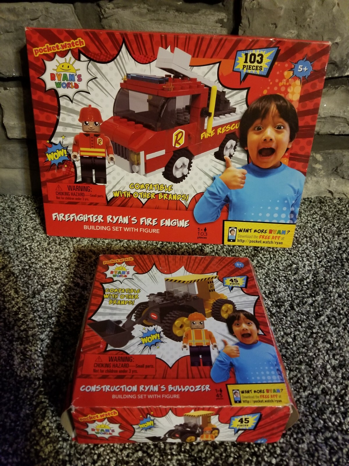 Ryan&rsquo;s World Firefigher Building Set & Bulldozer Set