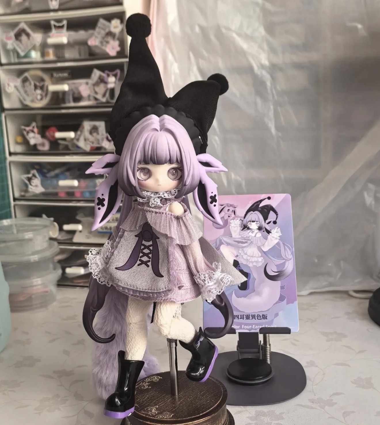 Four-eared Elf Luluel Story Purple 20cm/7.8in Bjd Hang Card Action Figure Gift