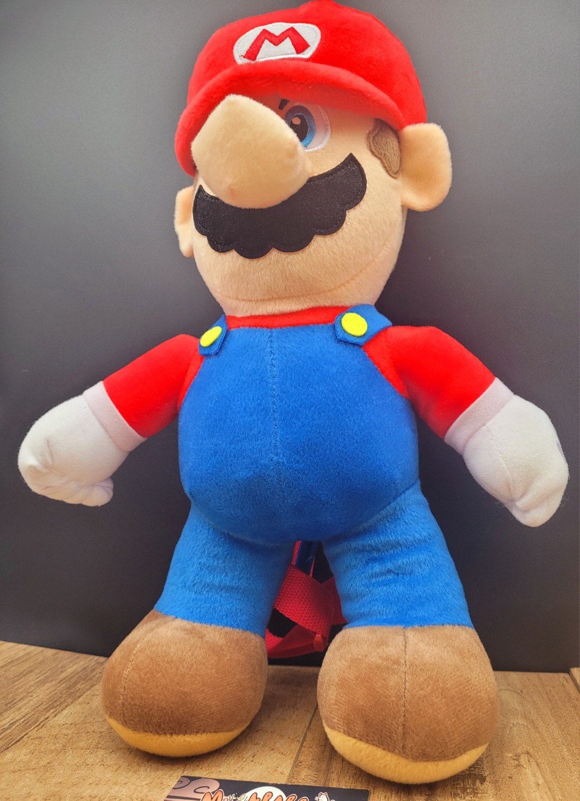 Mario doll red blue 13 inch stuffed plush backpack zippered bag with straps