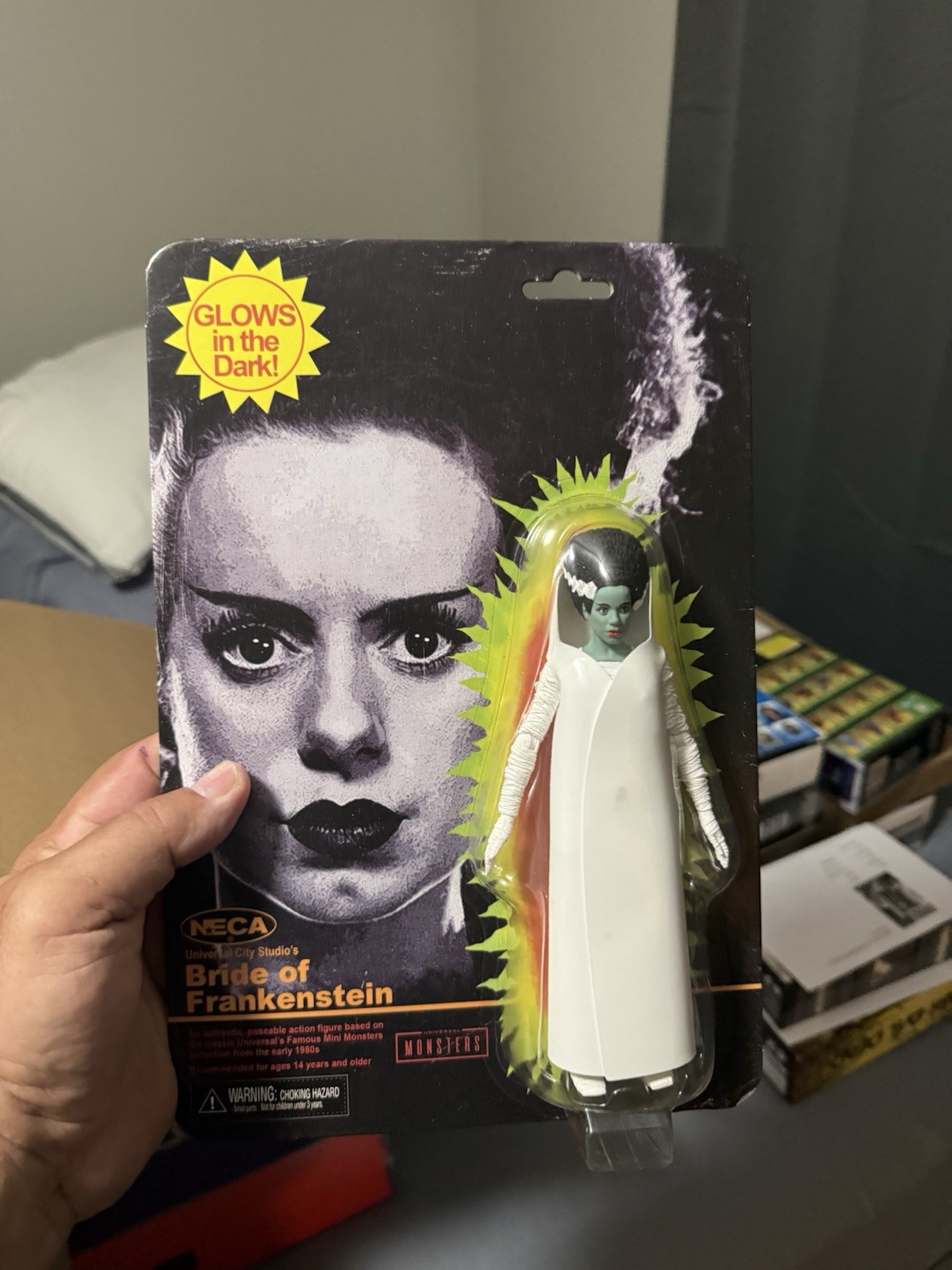 UNIVERSAL MONSTERS NECA SDCC 2025 RETRO GITD BRIDE OF FRANKENSTEIN FIGURE