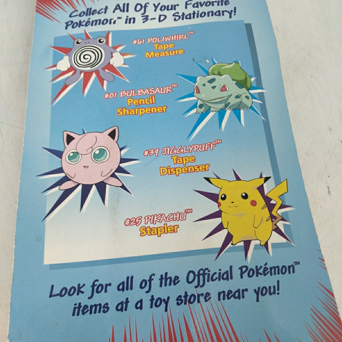 Pokemon 1999 Blastoise & Pikachu Pencils & Topper Pokemon Sealed