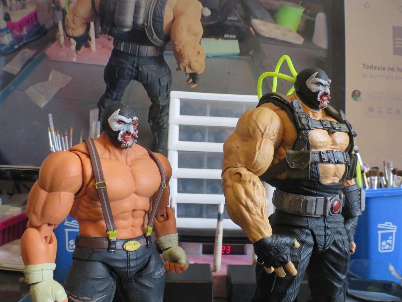 Custom 1/12 (damage and normal) 2 pack heads for DC Bane kit bash w/ McFarlane