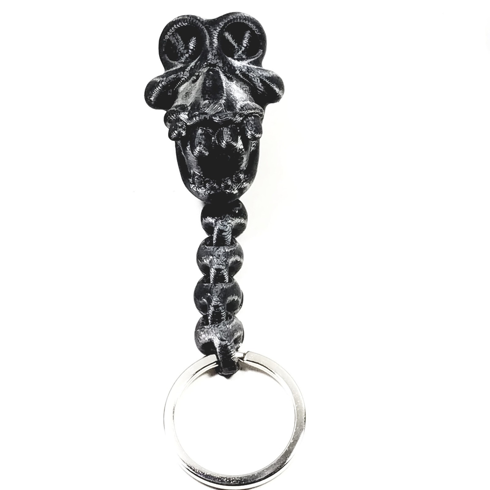 Flexi Keychainz Wacky-Tooth Cartoon Skull Silver Tone KeyChain Choose Color