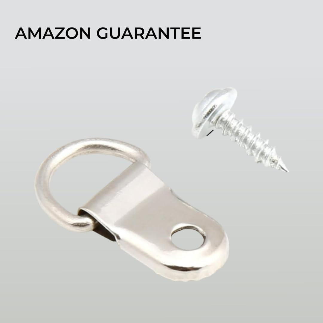 80-Piece Small D-Ring Picture Frame Hooks, Stainless Steel – with Screws for Han