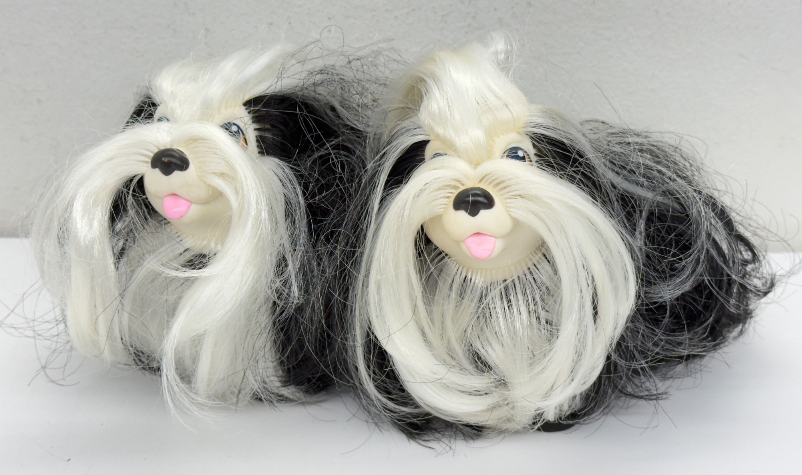 (2) Vintage 1989 Shih Tzu Black White Hasbro Sweetie Pups Dog Figurine Toy READ