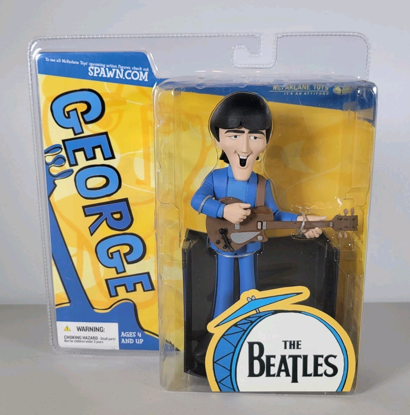 McFarlane Toys The Beatles George Harrison w/ Guitar Action Figure 2004 NIB VTG