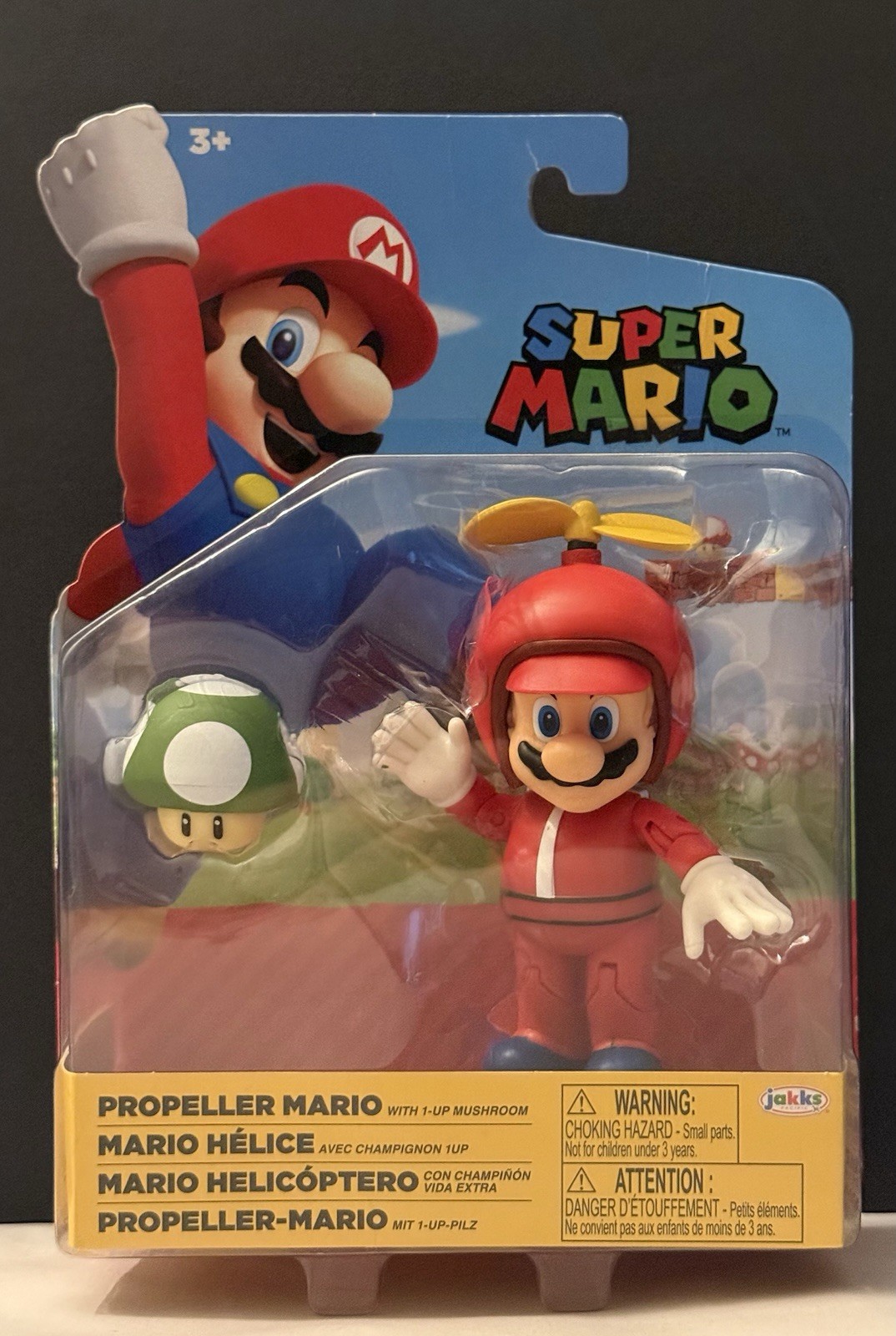Super Mario Propeller Mario With 1-Up Mushroom Figure Toy New Jakk’s Pacific