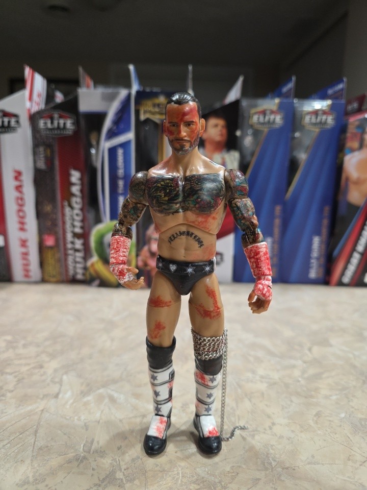 WWE AEW CUSTOM CM Punk Wrestling Action Figure Jazwares Bloody