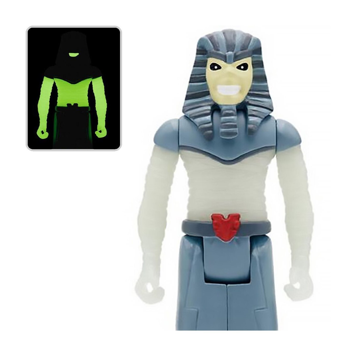 Super7 ReAction Iron Maiden Powerslave Pharaoh Eddie GITD Exclusive New *