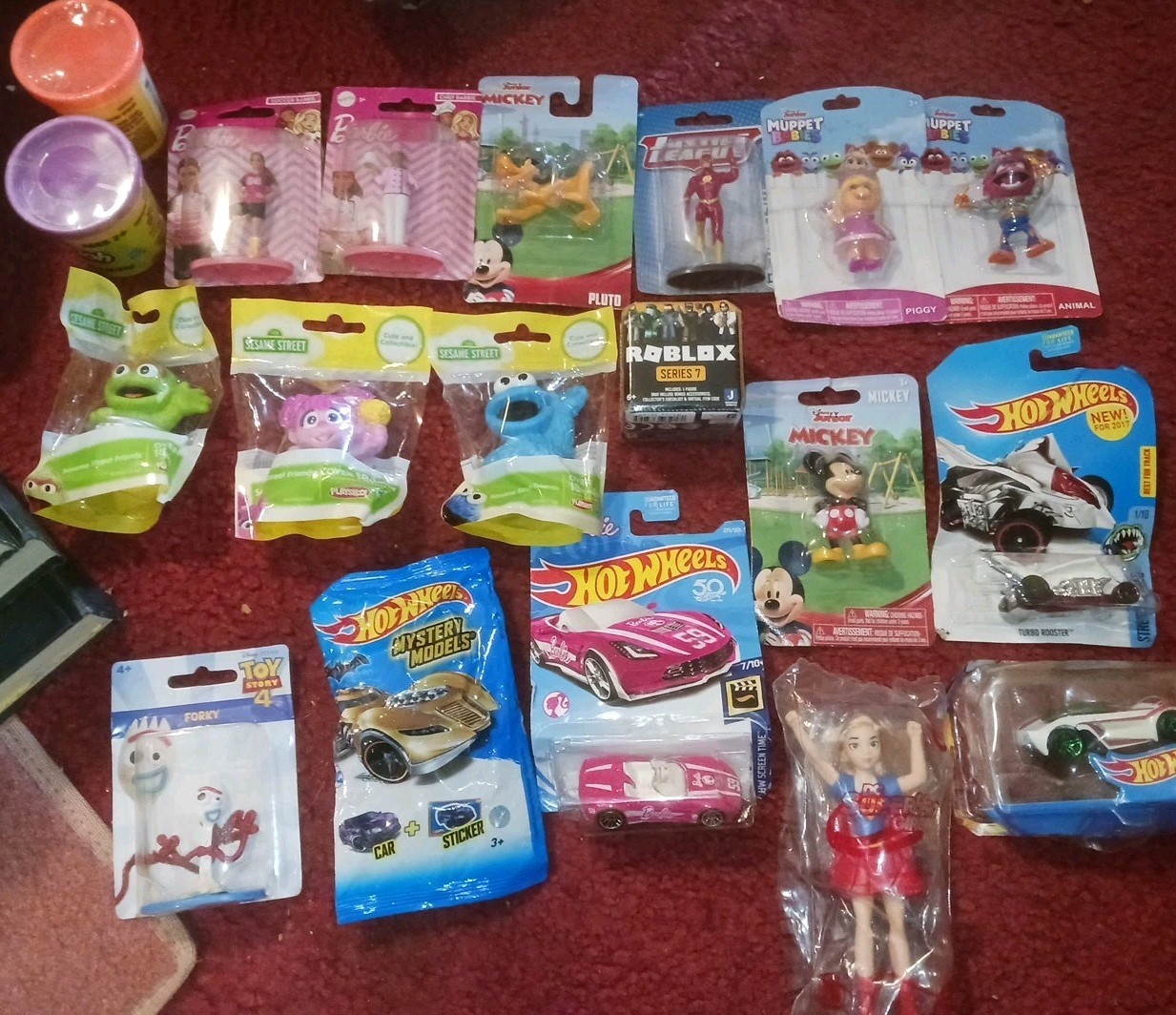 Assorted Kid Toy Lot Sesame St. Muppet Babies Mickey Hot Wheels Toy Story Forky