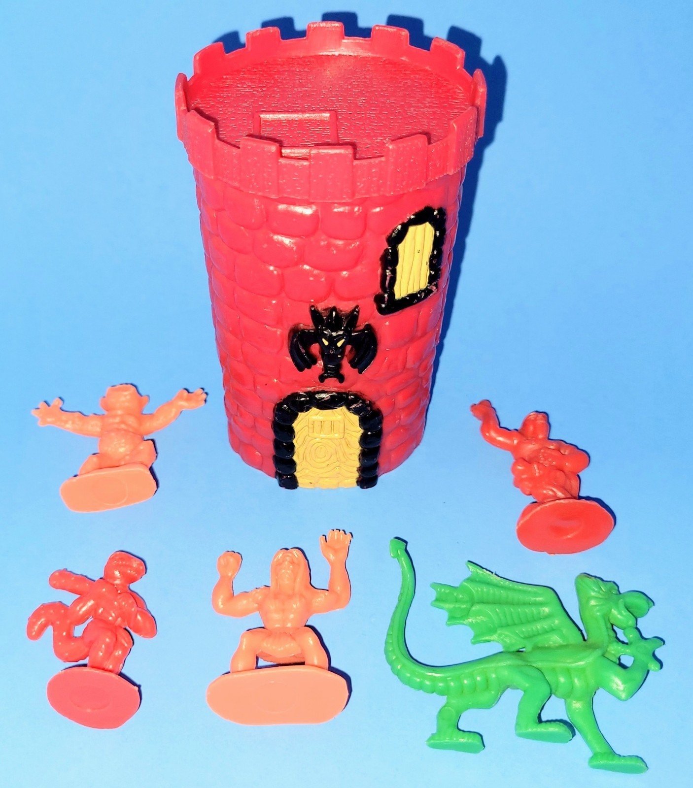 Vintage 1980s Arco Dragons N’ Monsters Figures & Red Headsgone Tower Castle Set