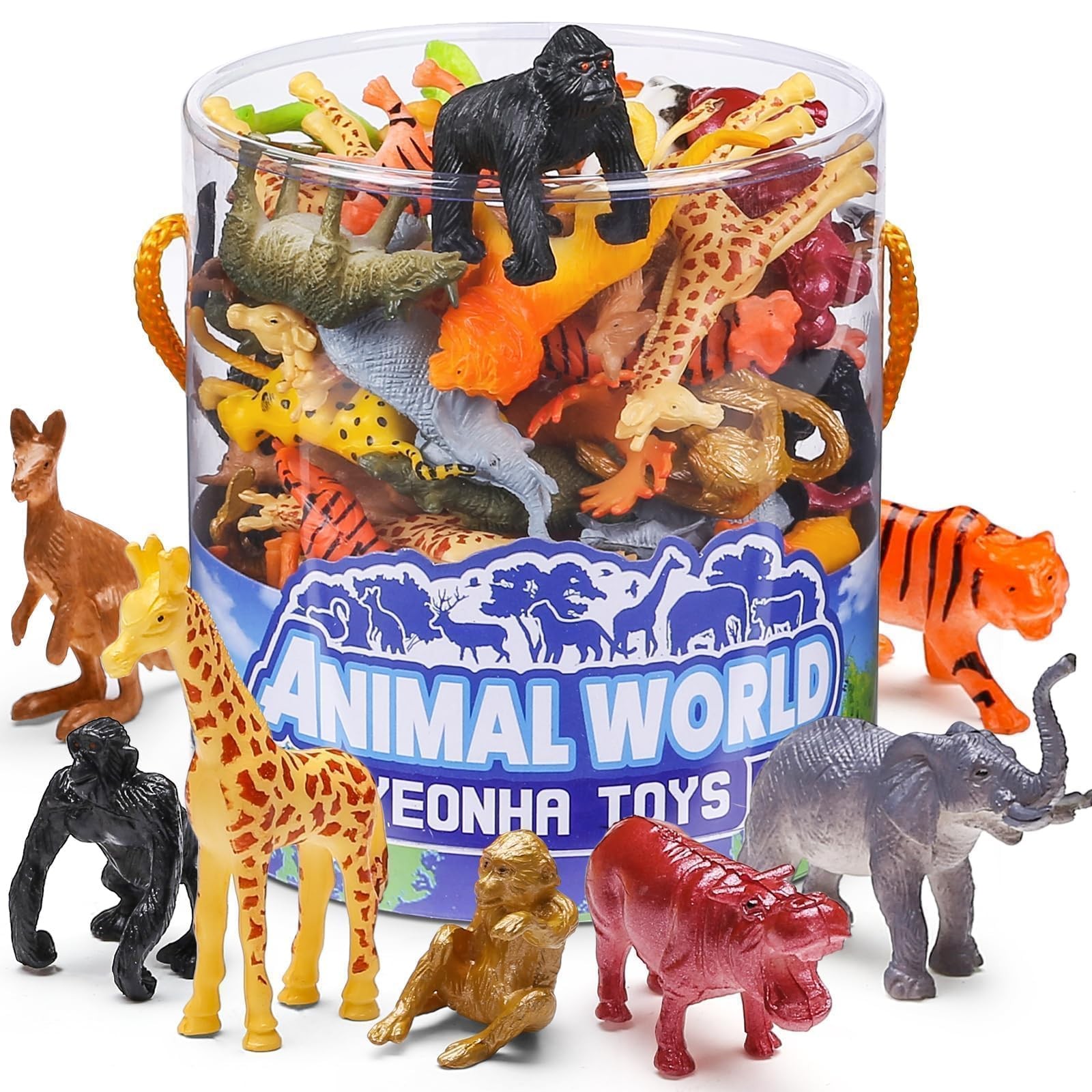 60 Piece Mini Zoo Animal Toy with Gift Box, Realistic Small Plastic Animal Figur