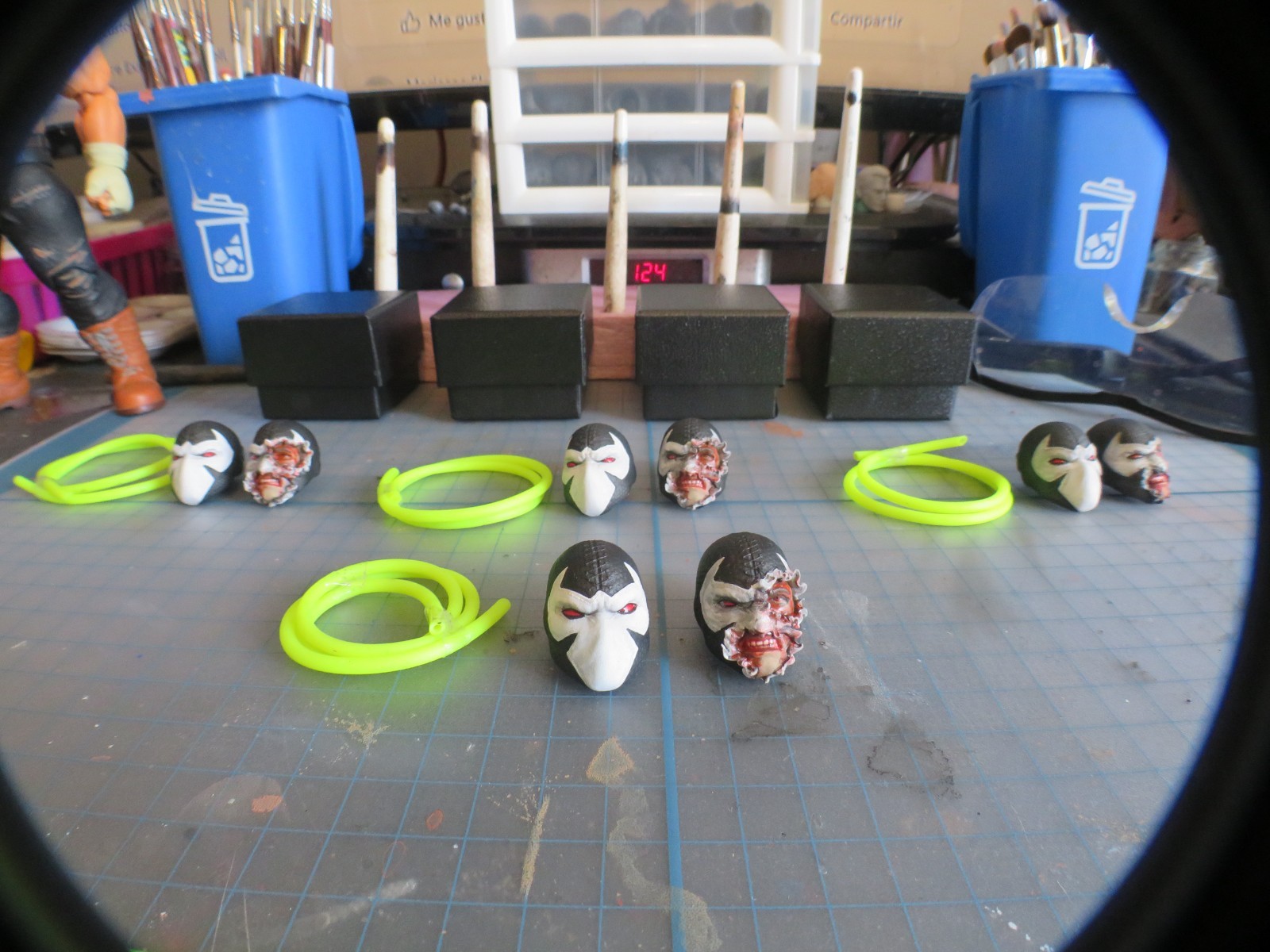 Custom 1/12 (damage and normal) 2 pack heads for DC Bane kit bash w/ McFarlane