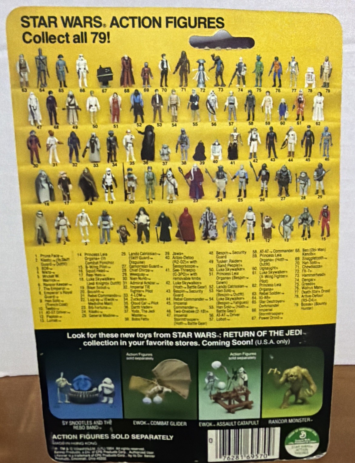 Vintage 1983 Star Wars Rotj Nikto Moc 79 Back Completely Sealed Crease Card *178