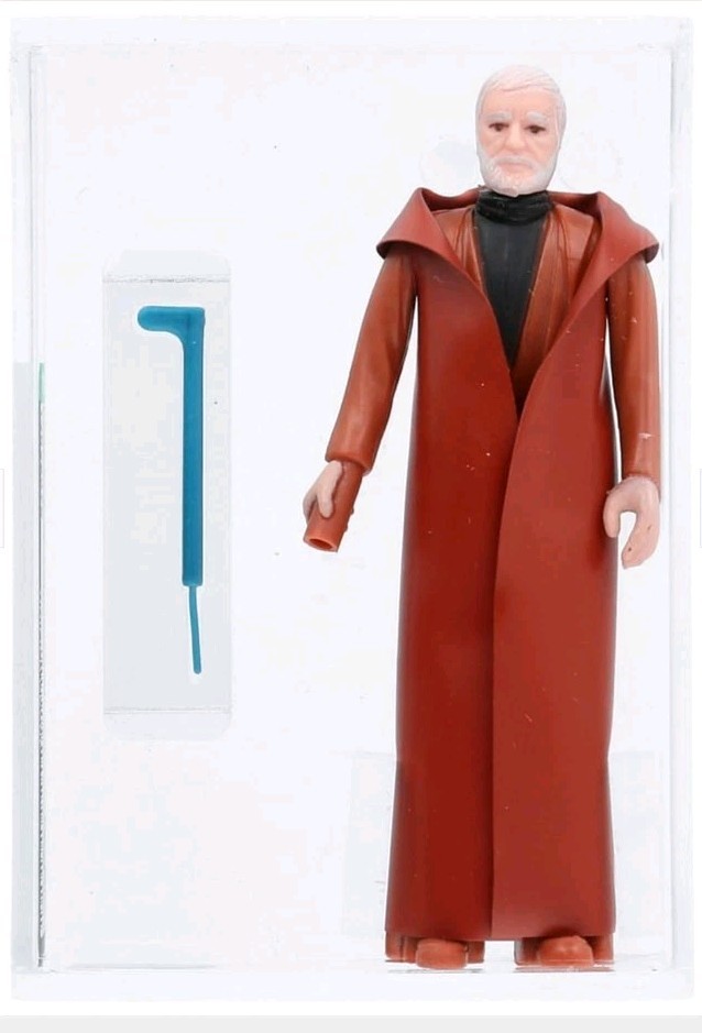 Vintage 1977 Star Wars Kenner Obi-Wan Kenobi Light Grey Hair HK AFA 8.5 NM Cond)