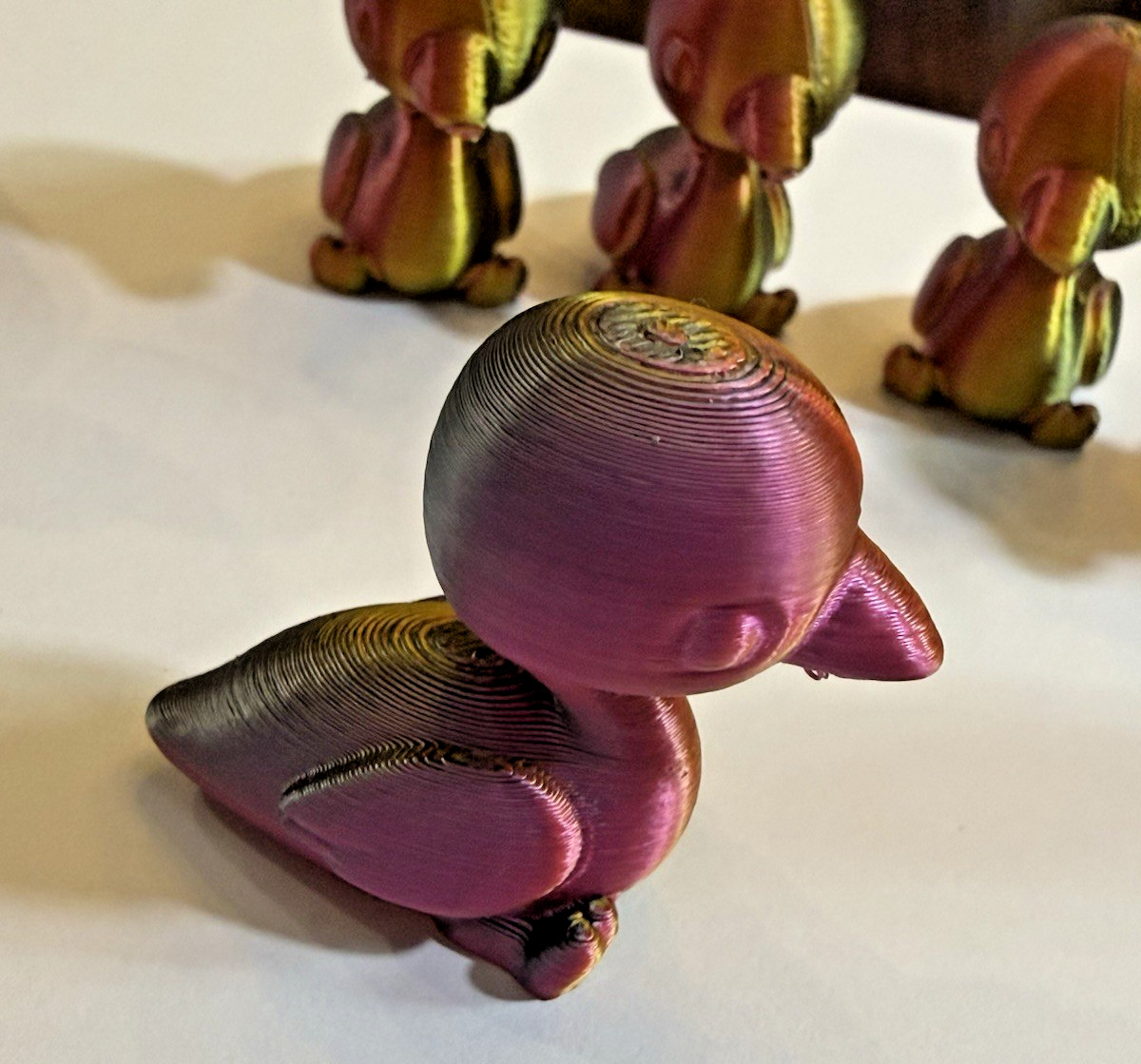 3d Printed Baby Ducks made with PLA SILK/Color changing – Ready to ship Lot of 7