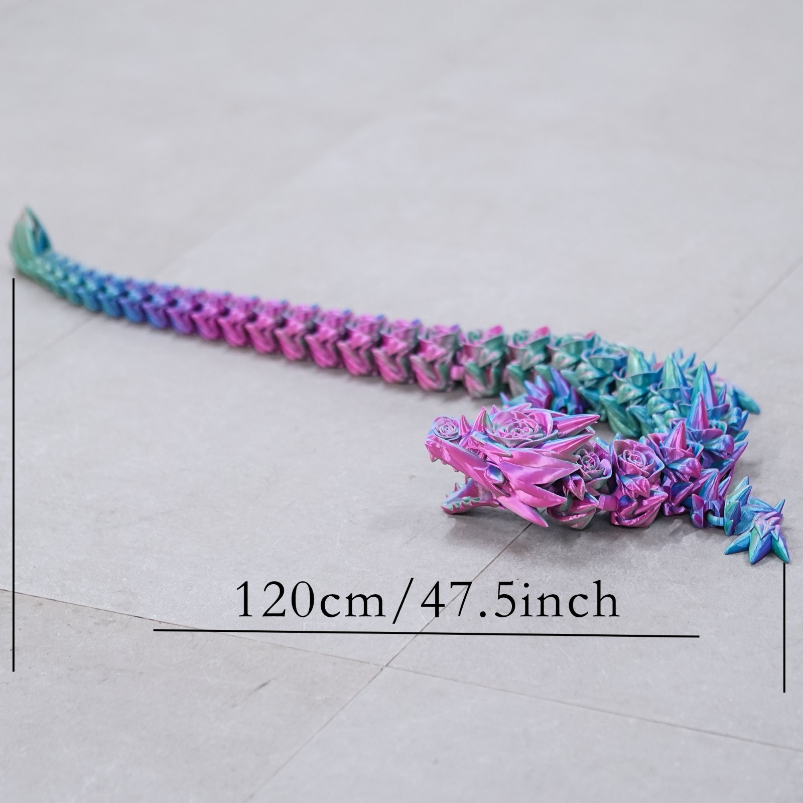 47.5inch 3D Printed Rose Dragon Model,Articulated Animals figure,Toys Home Decor