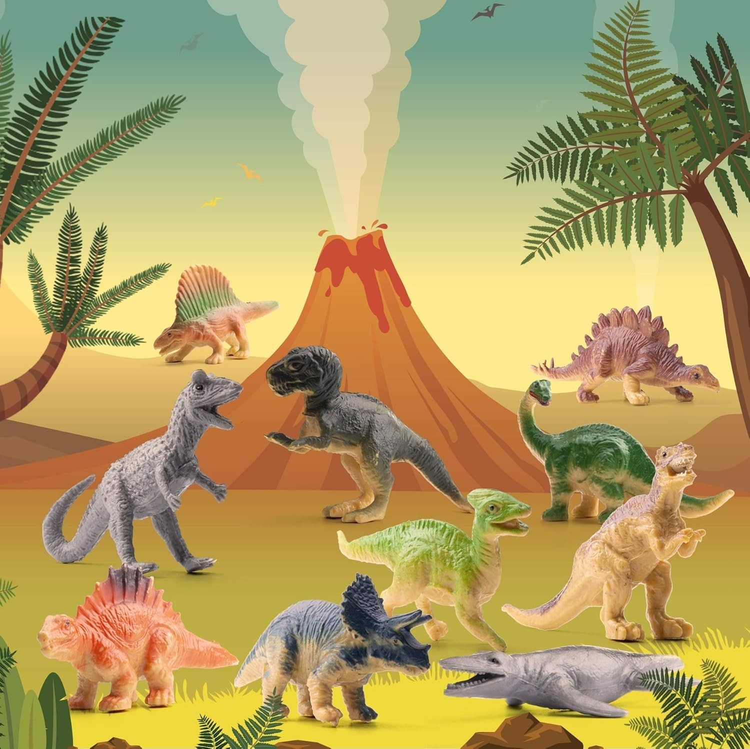 Educational Mini Dinosaurs – 12 Count for Creative Play and Themed Celebrations