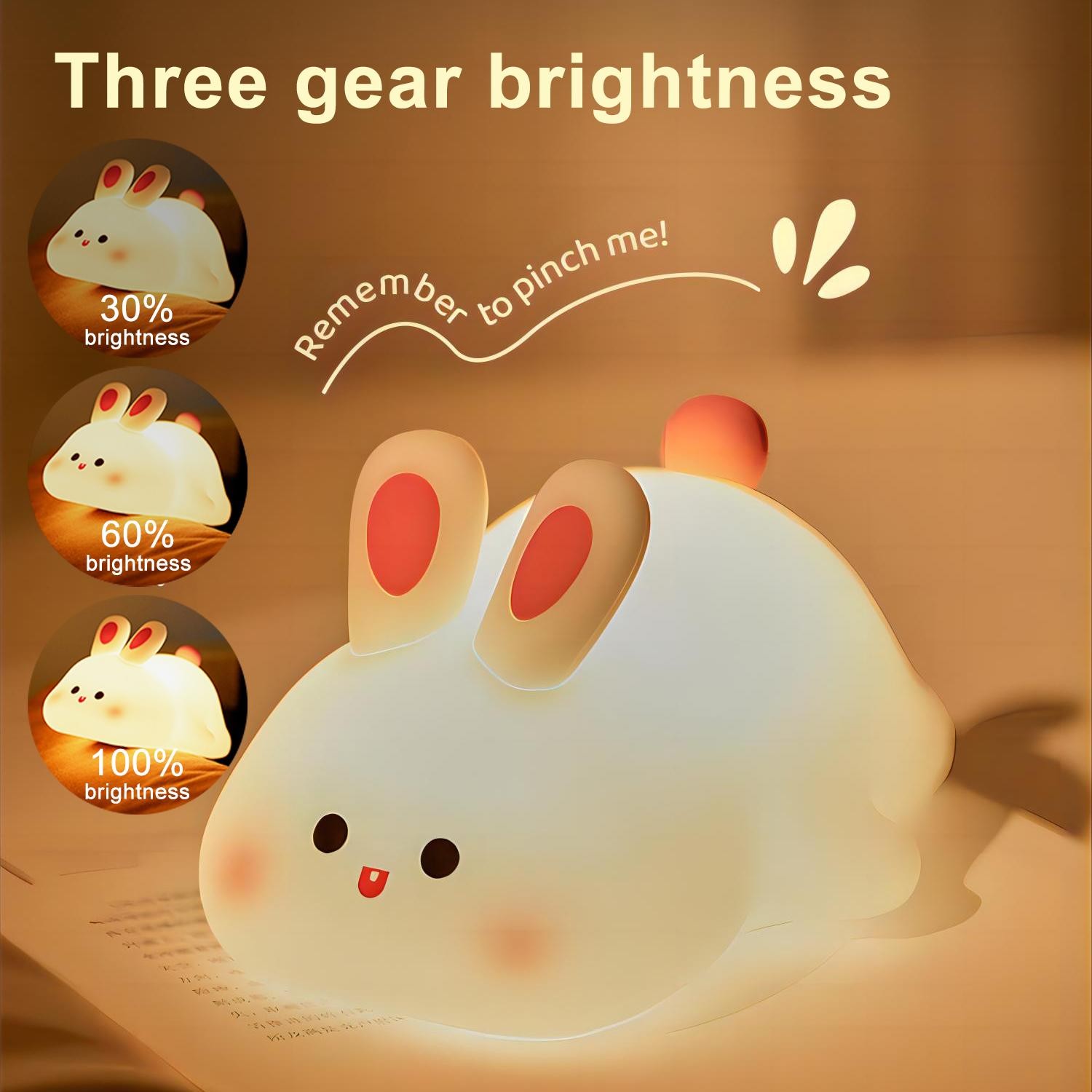 Cute LED Night Light Panda Sheep Rabbit Silicone Night Lights USB Rechargeable