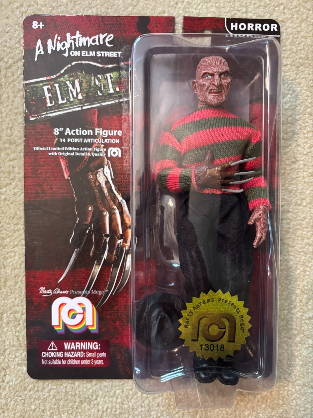 2019 Freddy Krueger 8&Prime; Mego Figure #13018 A Nightmare on Elm St! horror movie