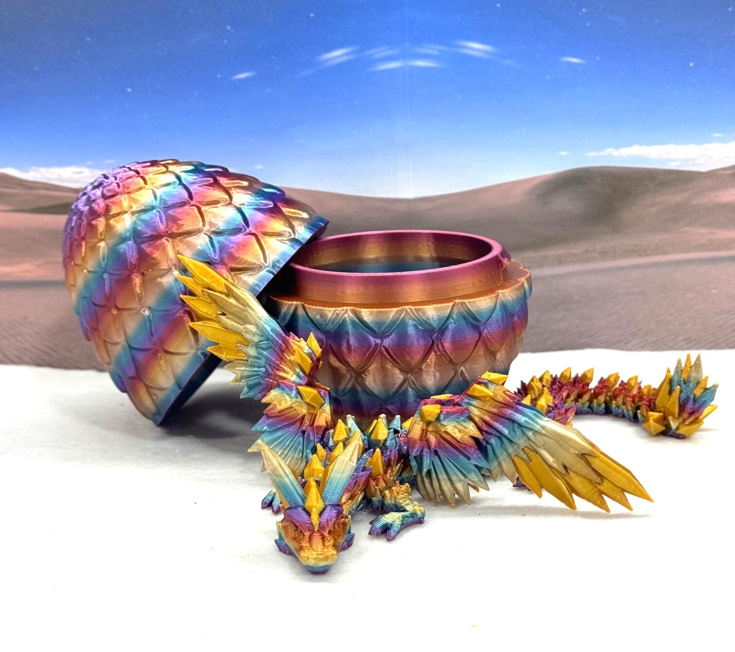 Crystal Winged Dragon with Egg 3D Printed Articulated Crystal Winged Dragon Toy