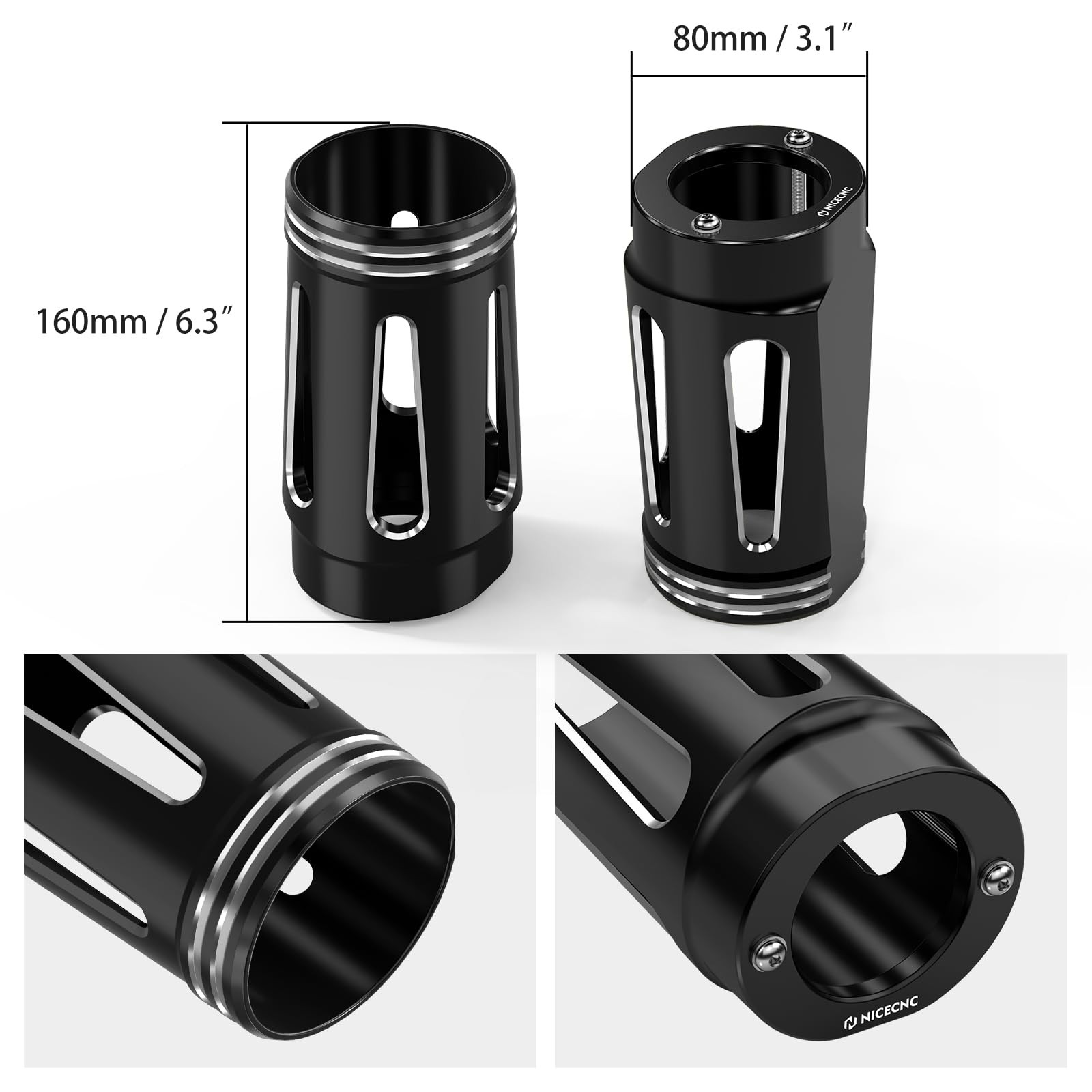 NICECNC Aluminium Fork Slider Covers Assembly Black Compatible with Harley El…