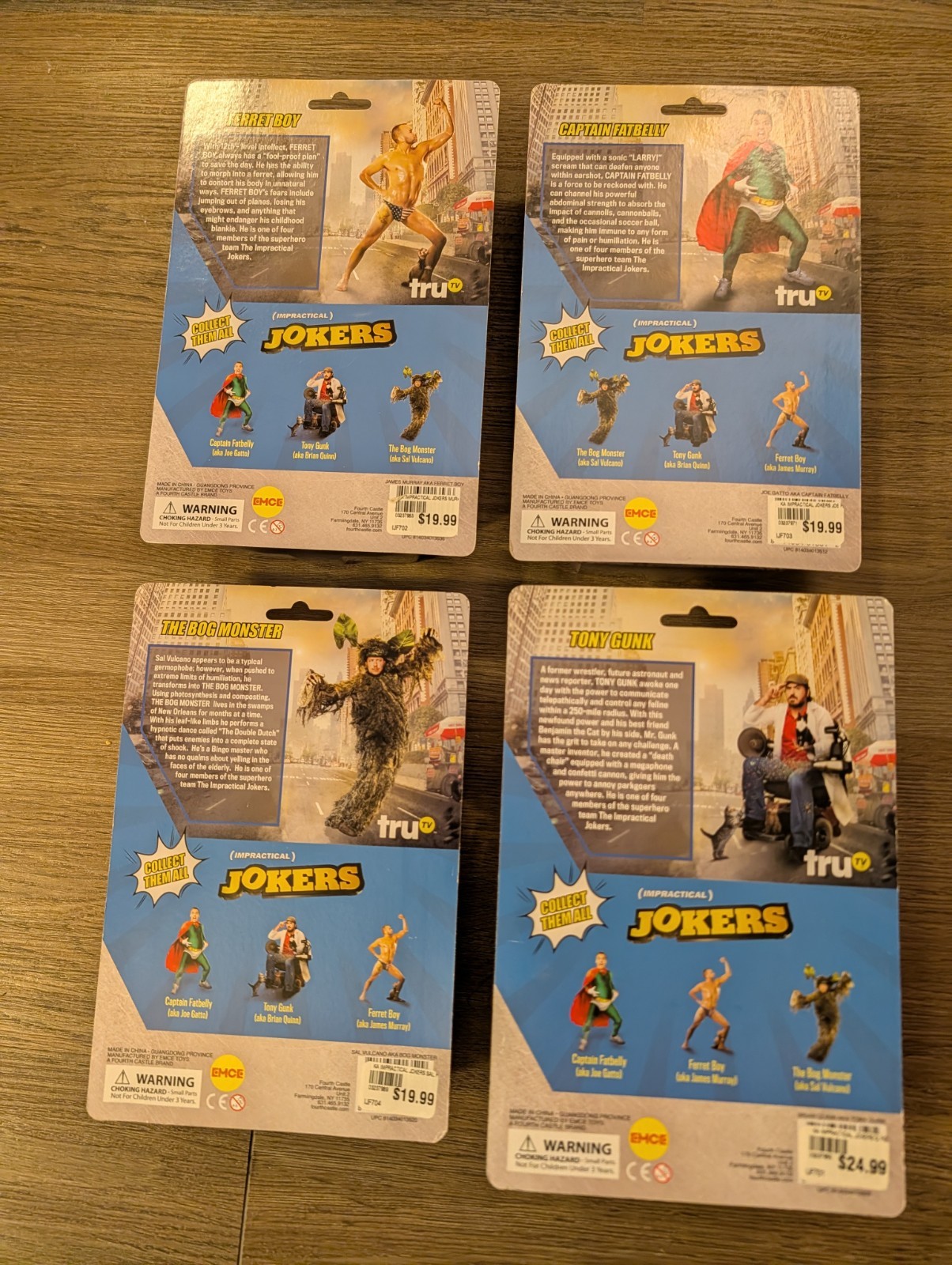 Impractical Jokers 4&Prime; Action Figure Brain Q, Joe, Sal, Mur Set Of 4 See All Pics