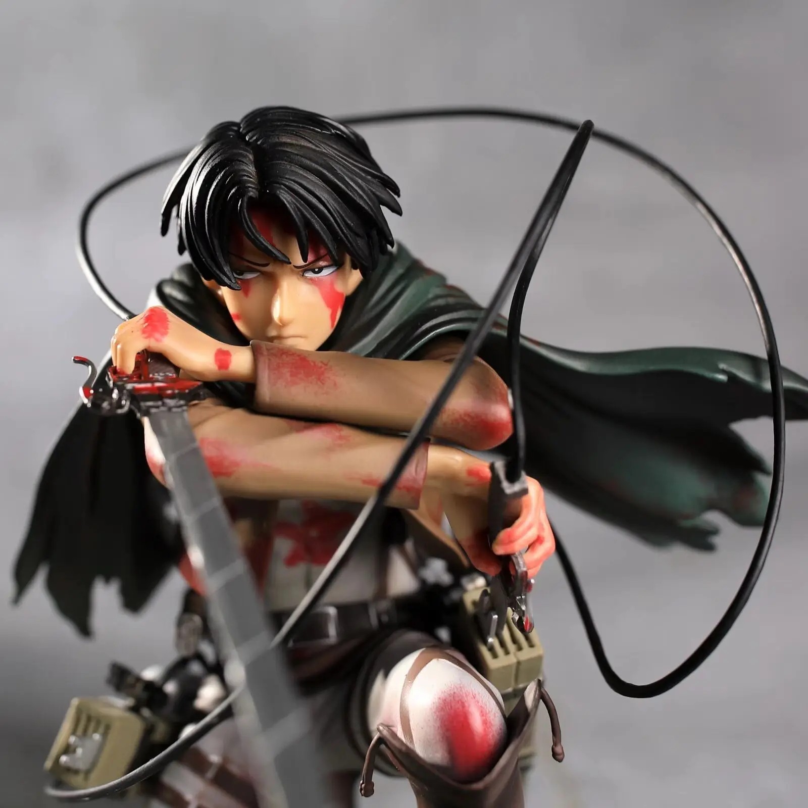 Anime Attack on Titan Levi Captain Battle Damage PVC Figure New No Box 18cm