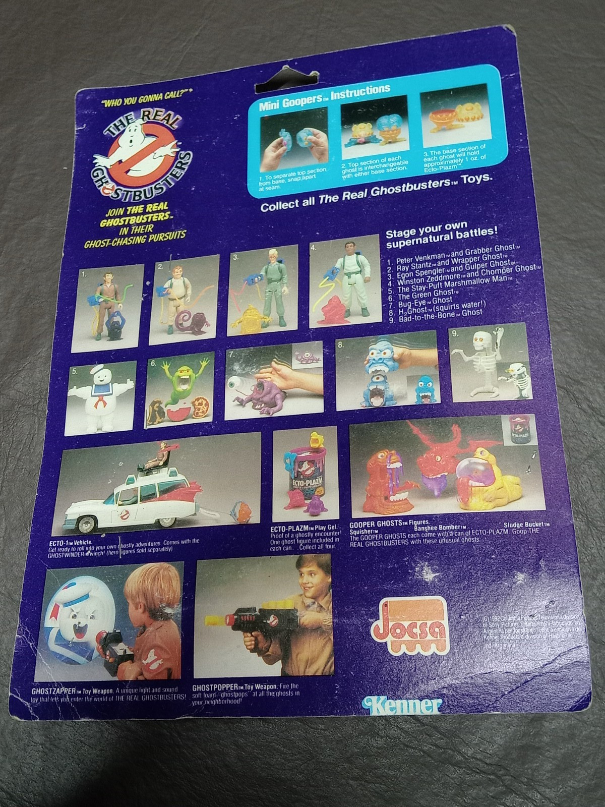 VINTAGE THE REAL GHOSTBUSTERS ECTO PLAZM W/ MINI GOOPERS JOCSA ARGENTINA CARD