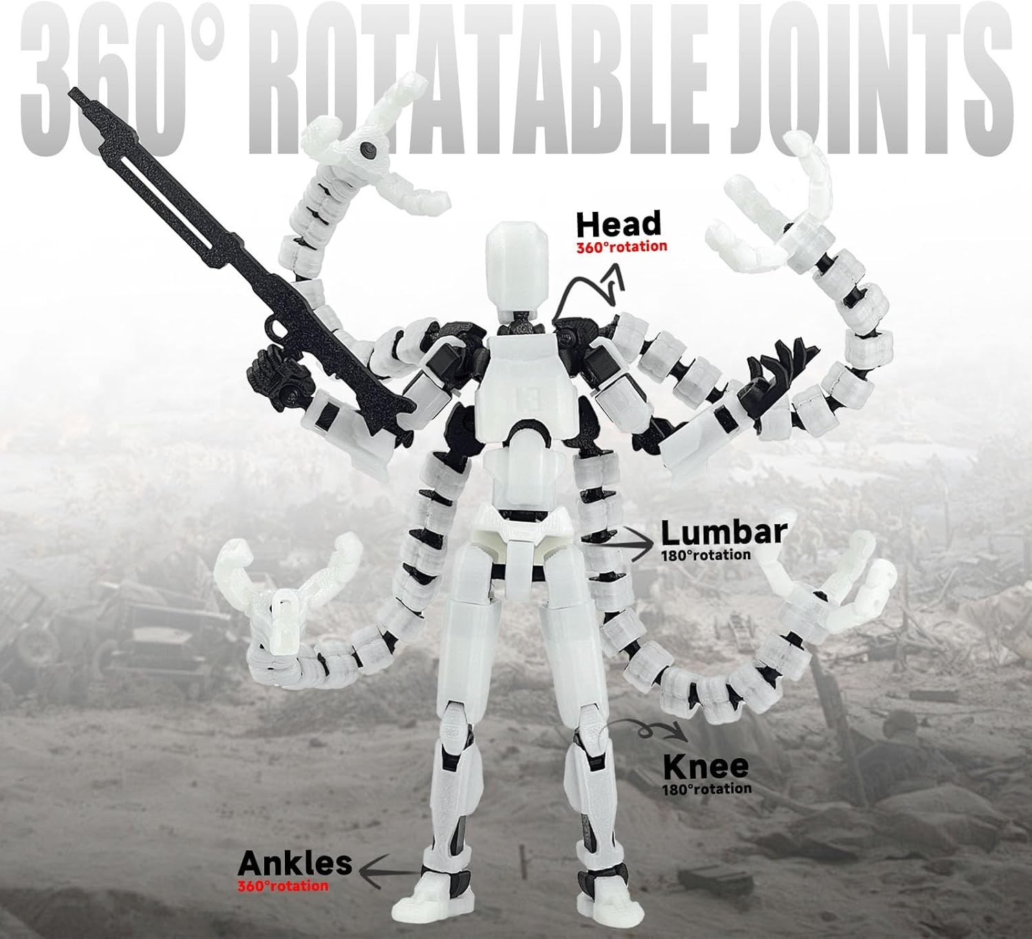 T13 Fully Jointed 3D Printed Figure with Weapons