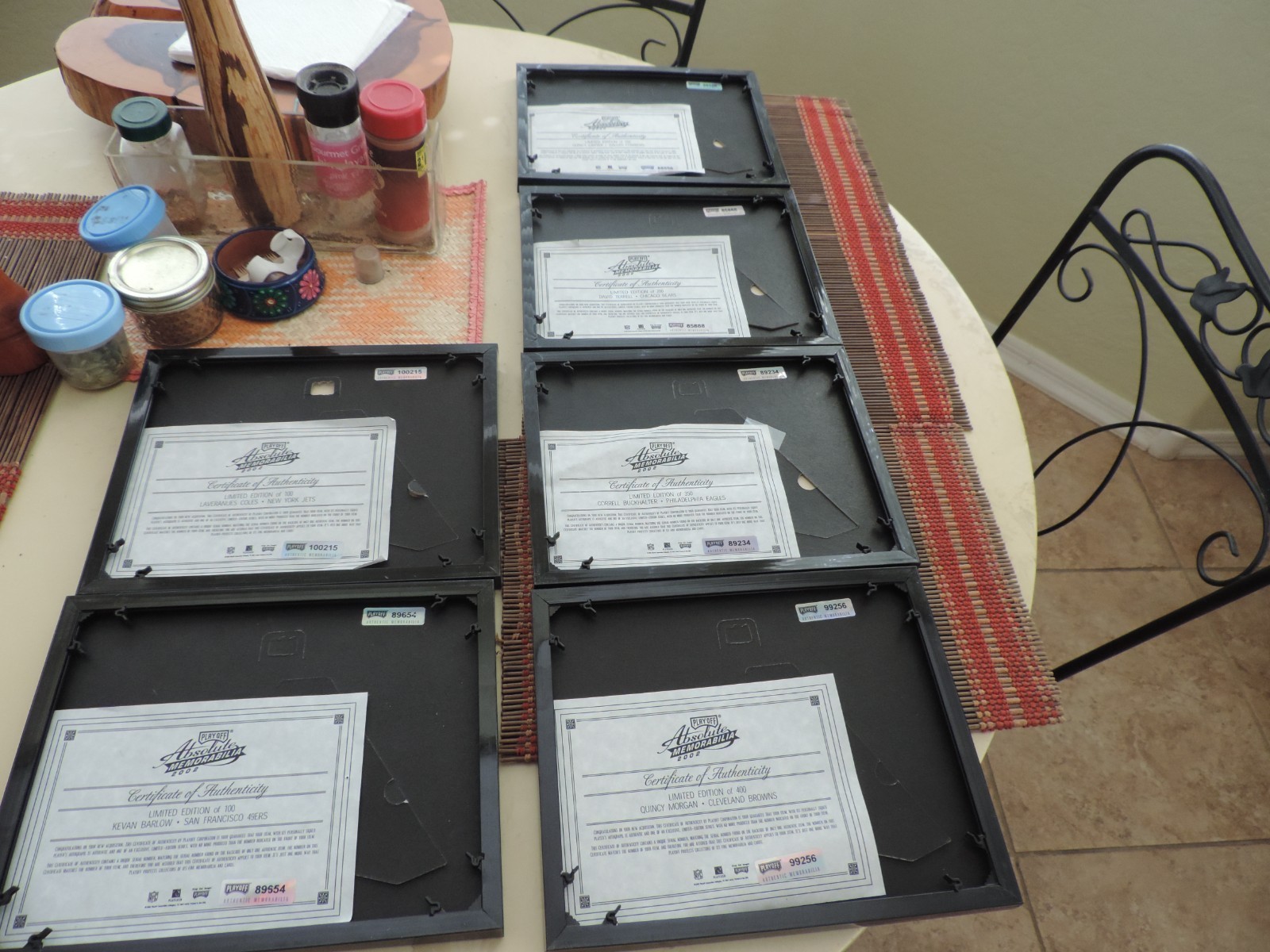 2002 NFL PLAYOFF ABSOLUTE PLAQUES, PERSONALLY AUTOGRAPHED BY PLAYER, LIMITED ED.