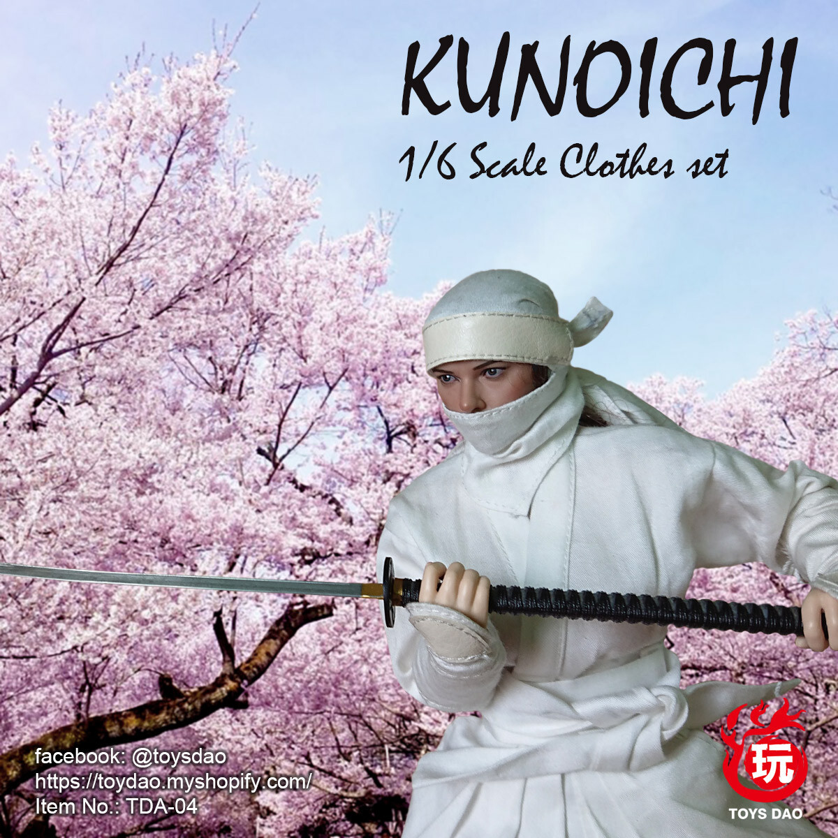 Toys Dao 1/6 Female Ninja Kunoichi Clothes Set in White [TD-04A]