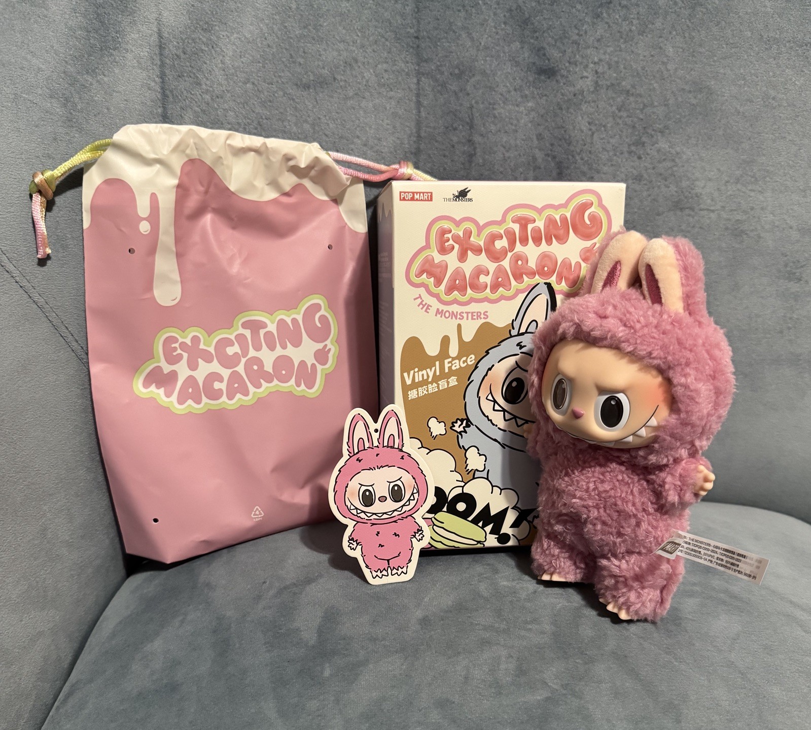 Authentic POP MART Labubu Exciting Macaron Vinyl Plush Opened Box – Lychee Berry