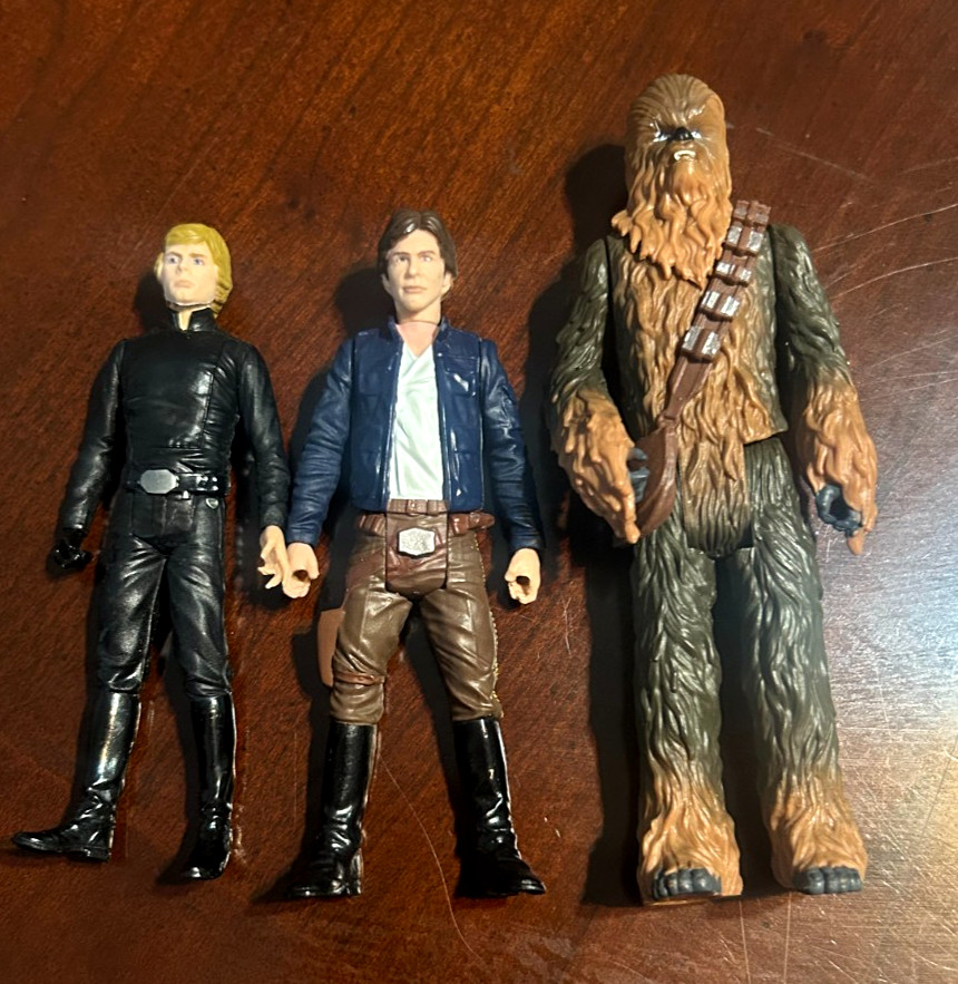 Star Wars Lot of 3 Modern Figures- Han Solo Bespin- Chewbacca – Luke Jedi