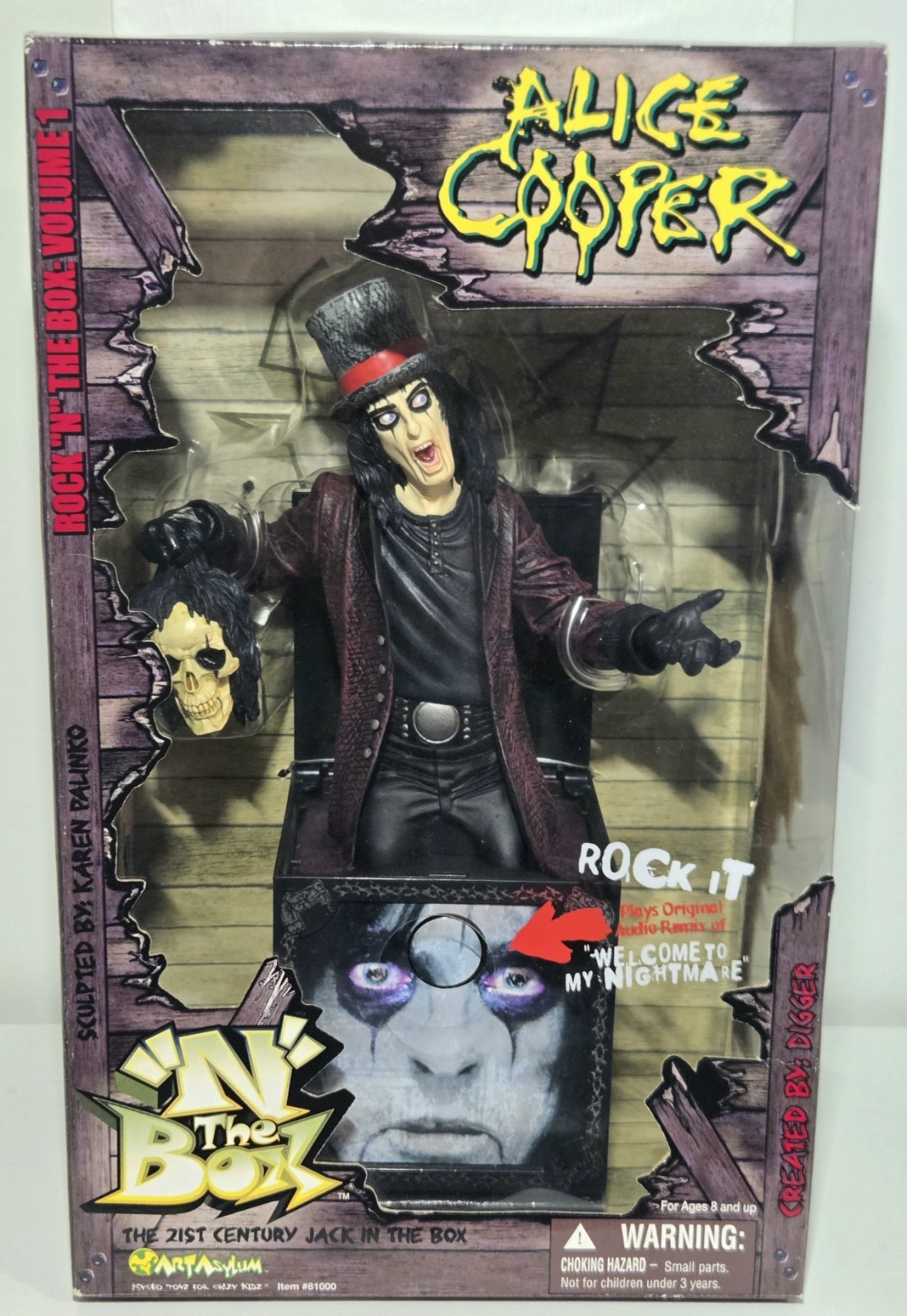 Alice Cooper Rock N the Box Figure 2001 Art Asylum Welcome to My Nightmare Works