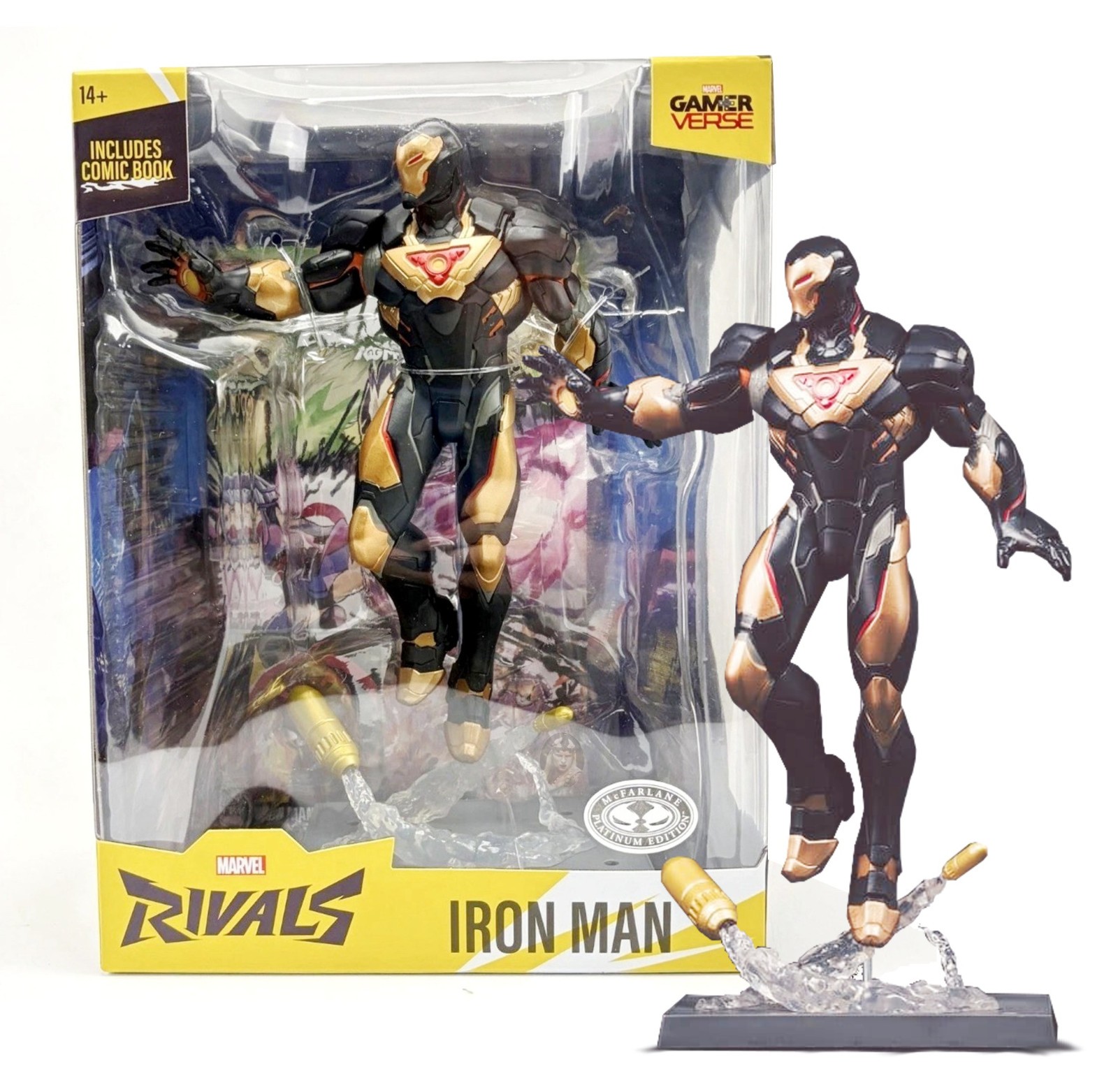 McFarlane Gamerverse Marvel Rivals Iron Man Platinum with Diorama Scene NIB