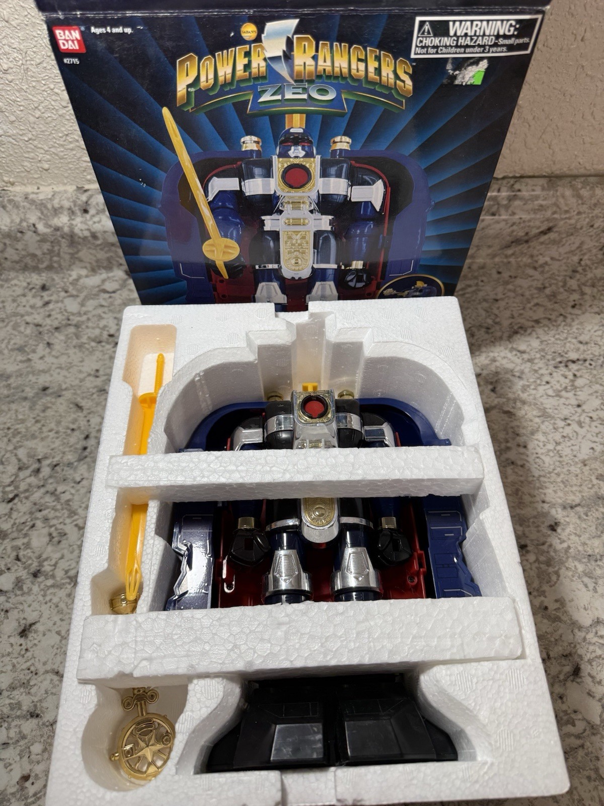VTG Power Rangers ZEO Auric the Conqueror Zord Complete in Box W Sword & Key
