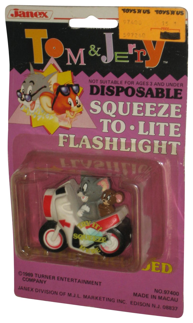 Tom & Jerry The Movie Janex (1989) Disposable Squeeze To Lite Flashlight Toy – (