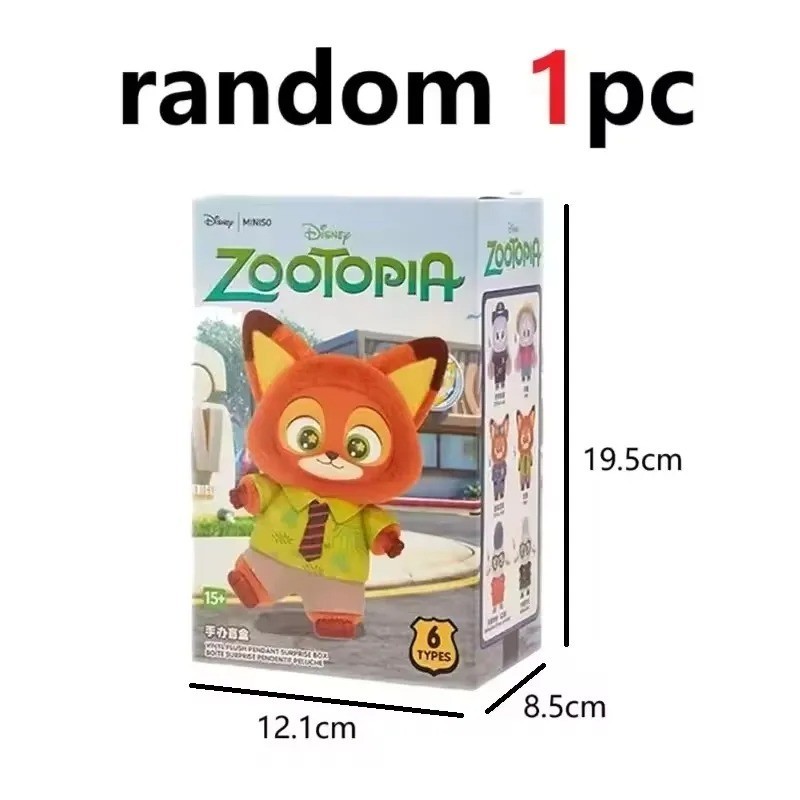 Authentic MINISO Zootopia Nick Plush Toy Charm Confirmed Blind Box Pendant Gift