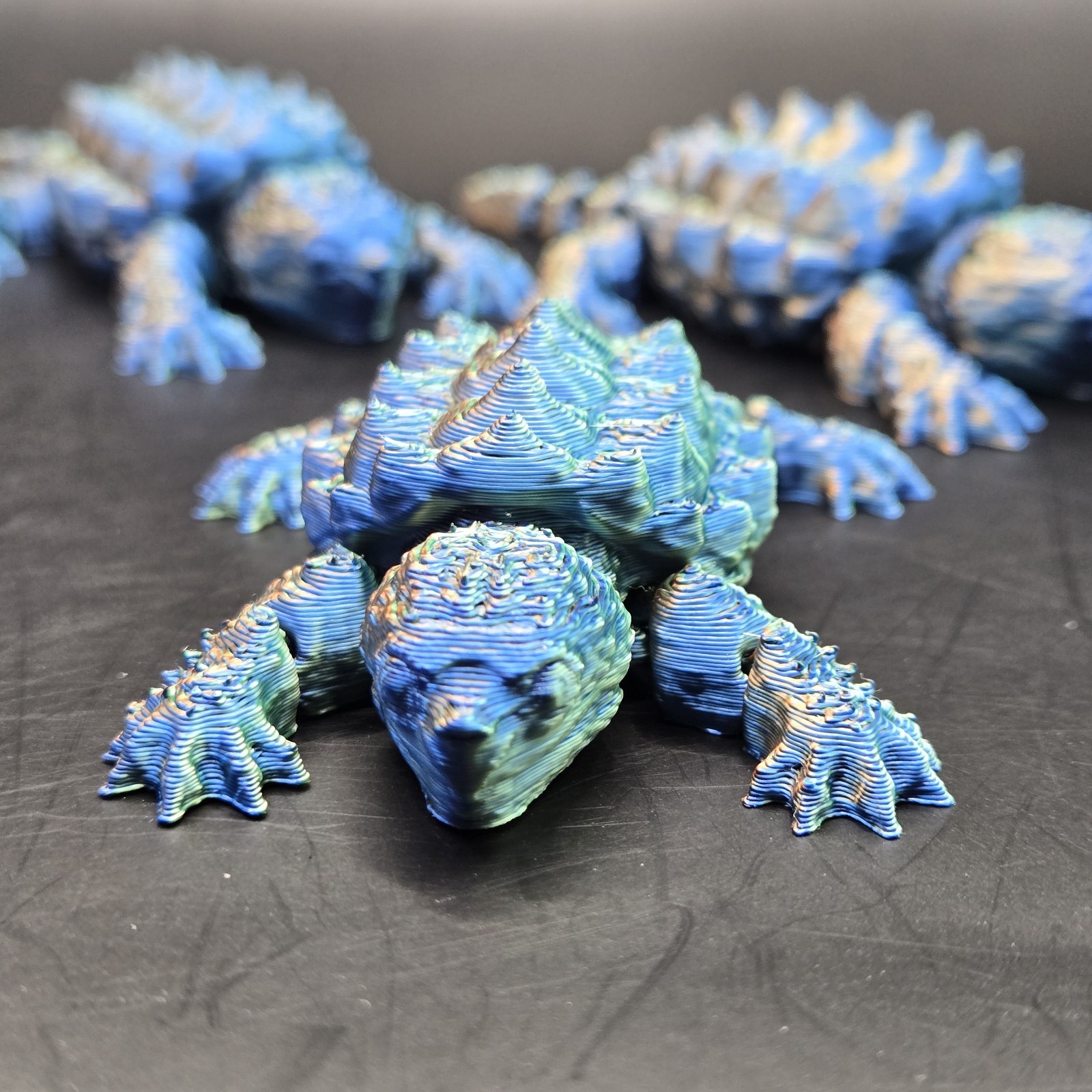 3&Prime; Baby Snapping Turtle Articulated Figure 3D Printed Novelty Multi Color – 3PC