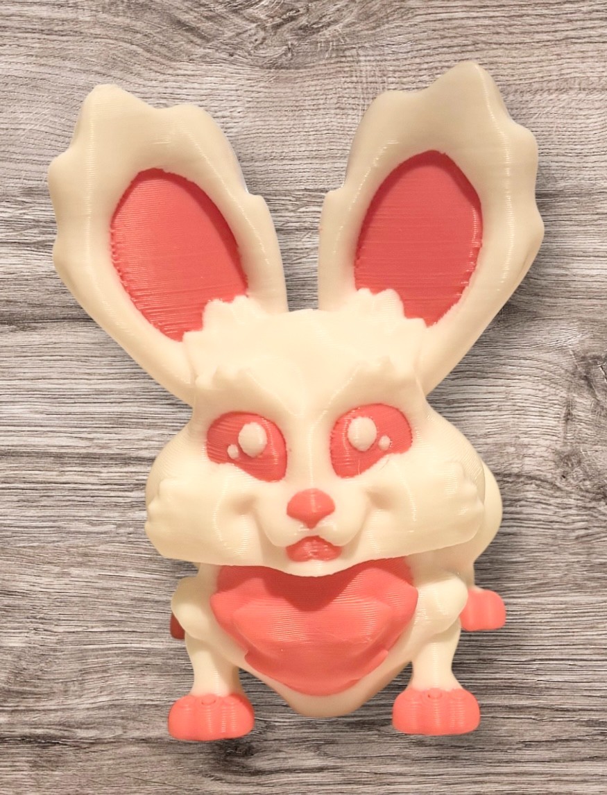 3D Printed – 3&Prime; Rabbit – White / Pink – #3027-0103