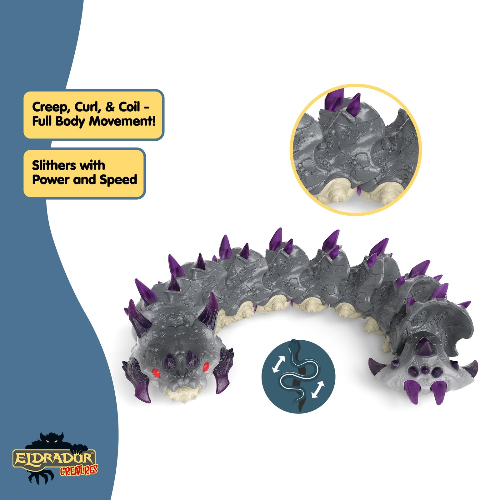 Eldrador Creatures – Big, 10&Prime; Shadow Worm. Cool Movable Action Figure for Boy…