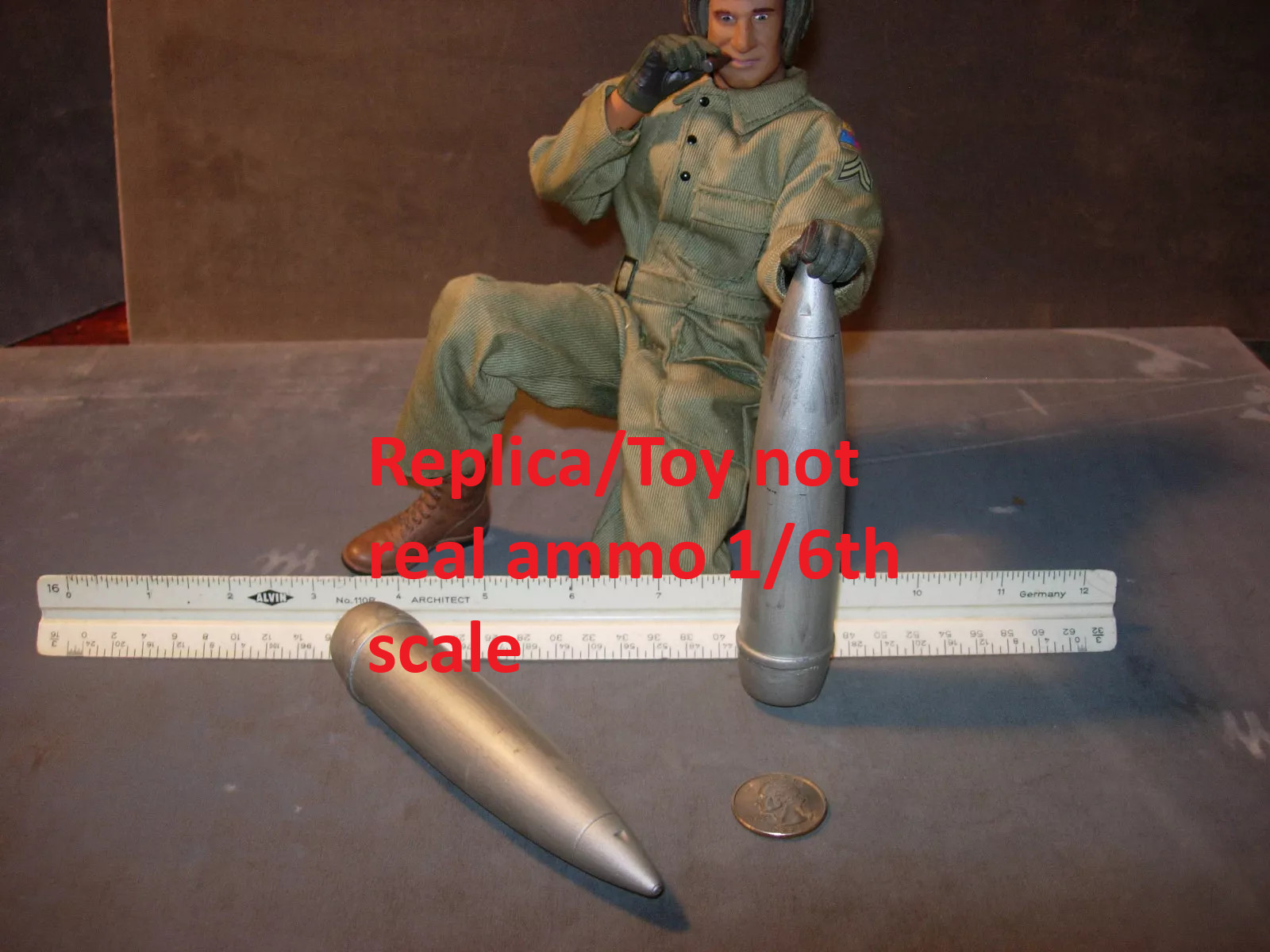 1/6 scale resin cast REPLICA-WW2 US 155mm artillery shells for GI Joe cannon TOY