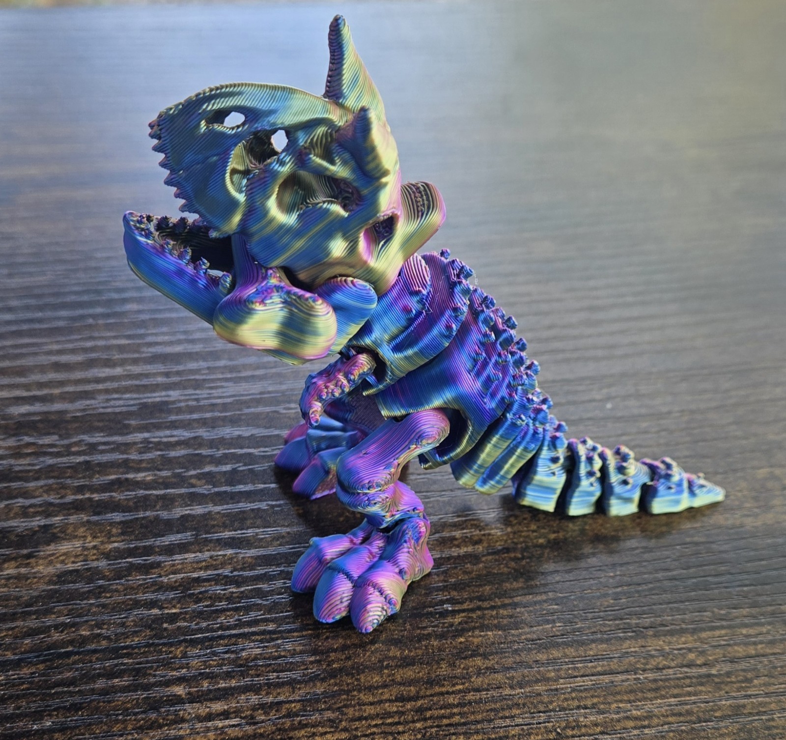 Dinosaur Chomping Spring loaded Articulated Figure 3D Print Multi Color
