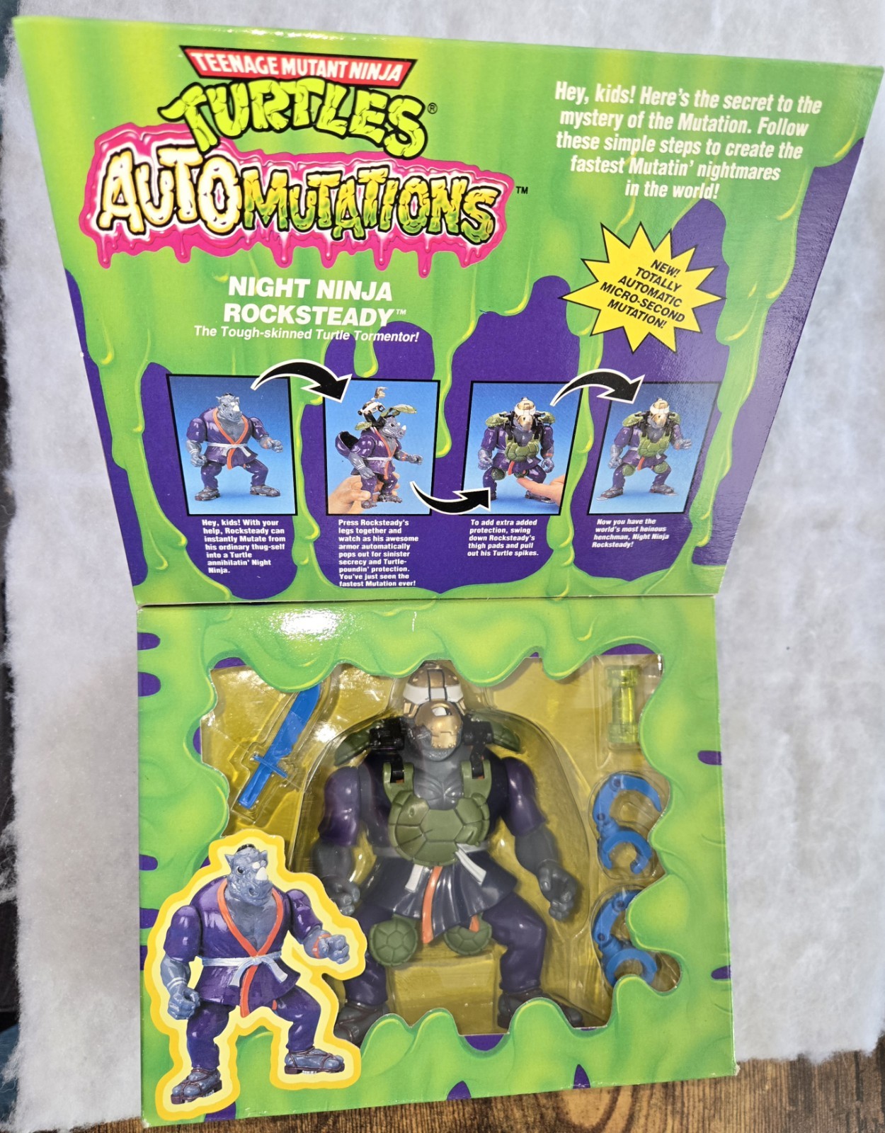 Night Ninja Rocksteady TMNT NINJA TURTLES Automutations 1993 Figure