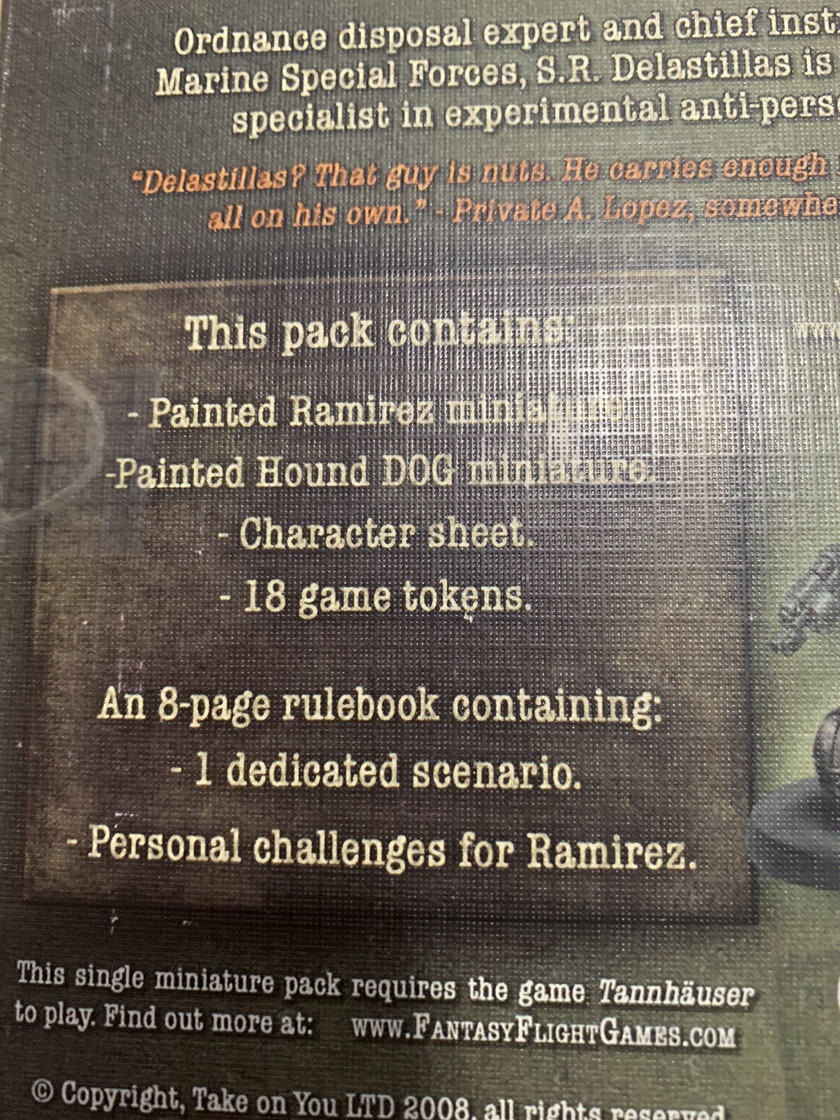 TANNHAUSER SINGLE MINIATURE PACK RAMIREZ FANTASY FLIGHT GAMES 2008