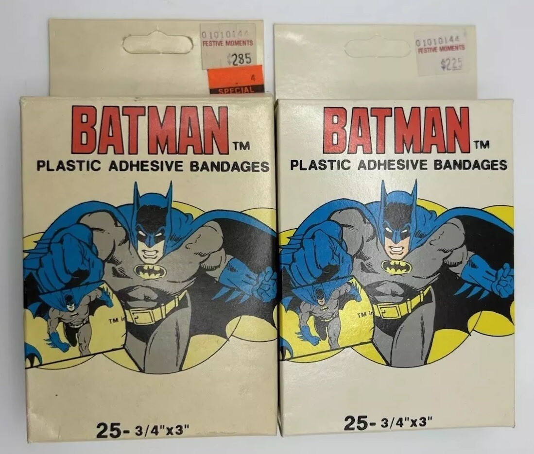 Vintage 1989 Batman Plastic Adhesive Bandages Quantasia Total 49 Strips 1964 Pic