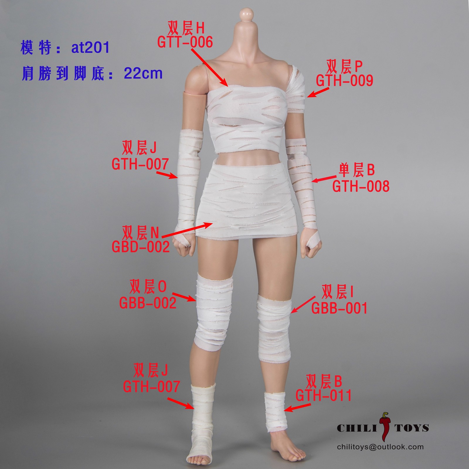 CHILI TOYS 1/6 Bandage Cover Set Fit 12in Body Figures