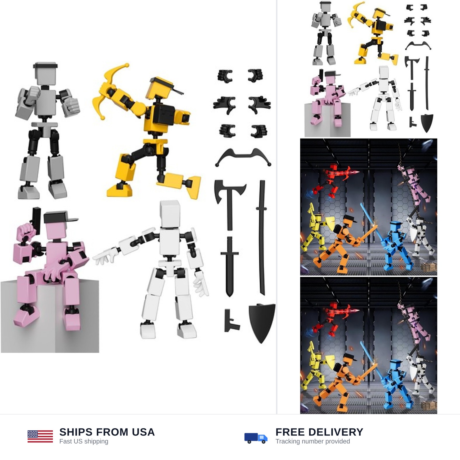 4PCS Mini Titan T-13 Action Figures Set, Assembly Completed Luck Dummy Robot …