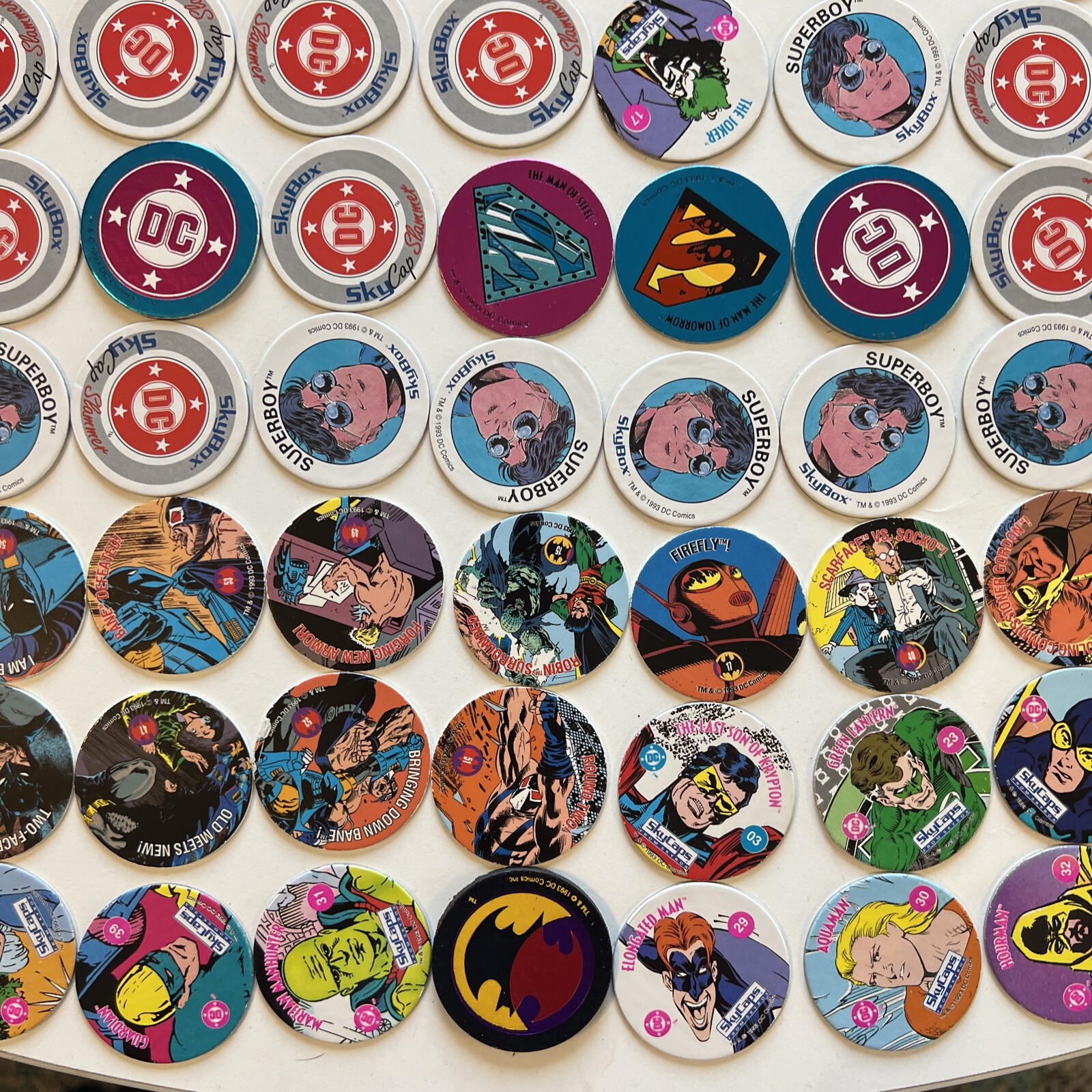 HUGE DC Comics POGS Milk Caps Lot Superman Batman Shazam Green Lantern Joker